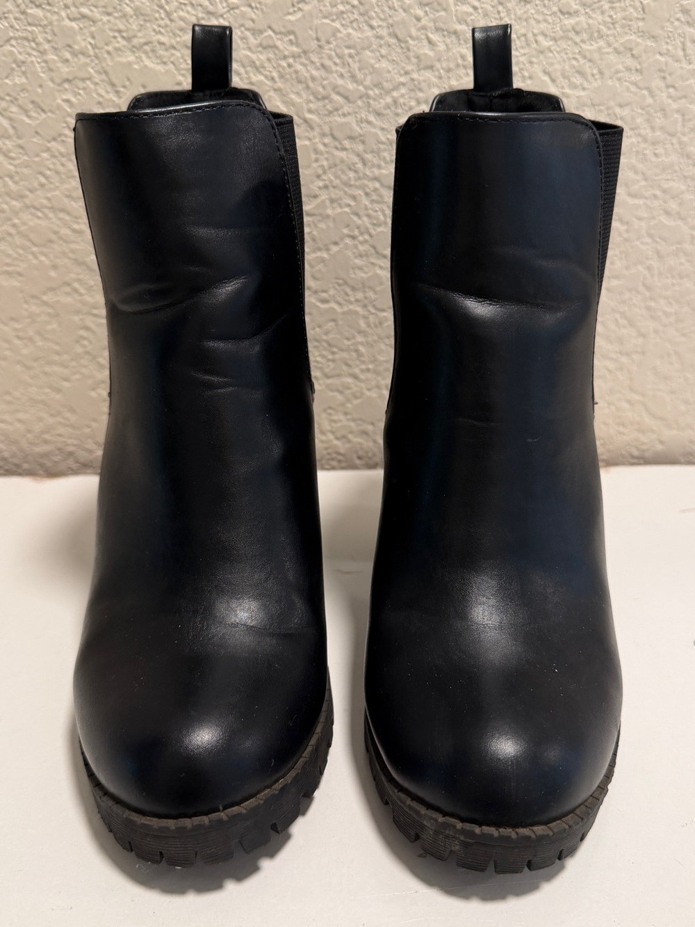 Soda Black Chelsea Ankle Booties with Block Heel - Picture 3 of 5